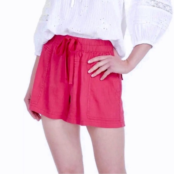 Kut from the Kloth Pants - Kut from the Kloth Kut Christina Smocked
Band Linen Short Sz M